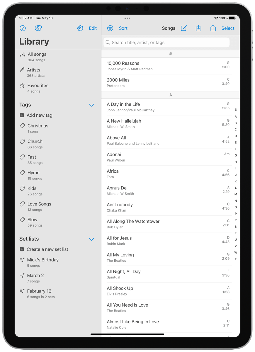 SongSheet Pro Chord chart songbook, set list manager, and gig assistant