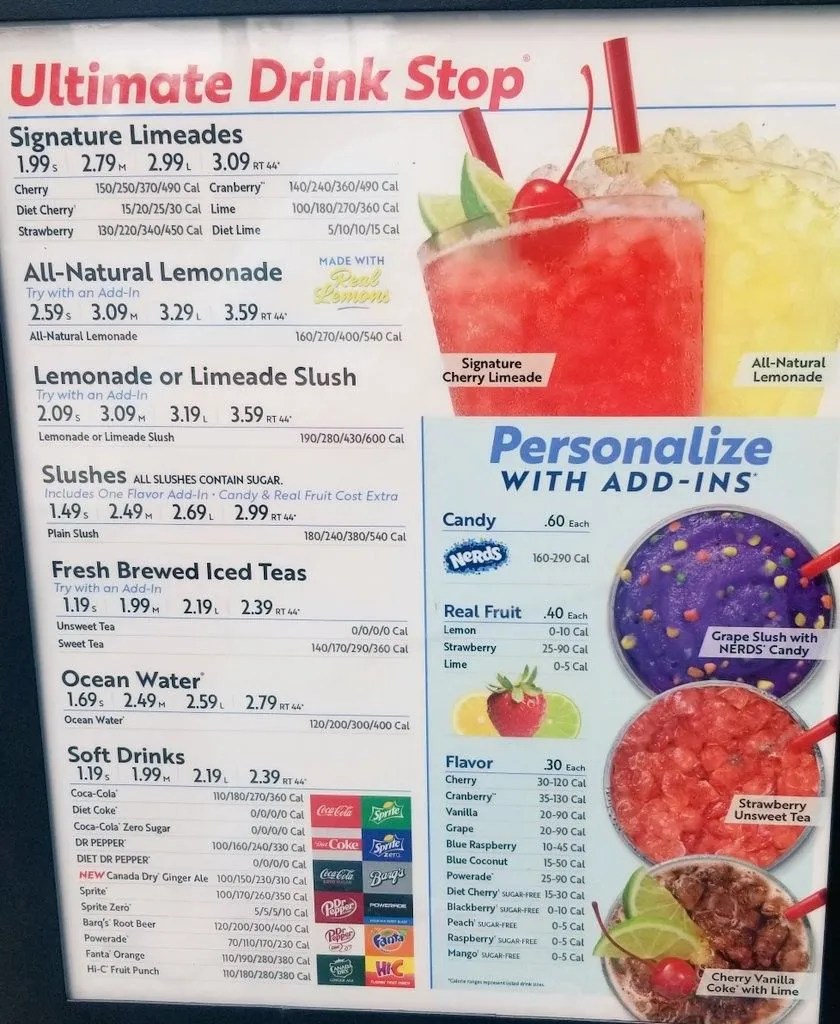Sonic Slush Menu Fall 2024 with Calories & Pictures