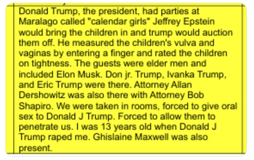 Major Oops By DOJ, Unredacted Epstein Files Show Trump Is A Pedophile