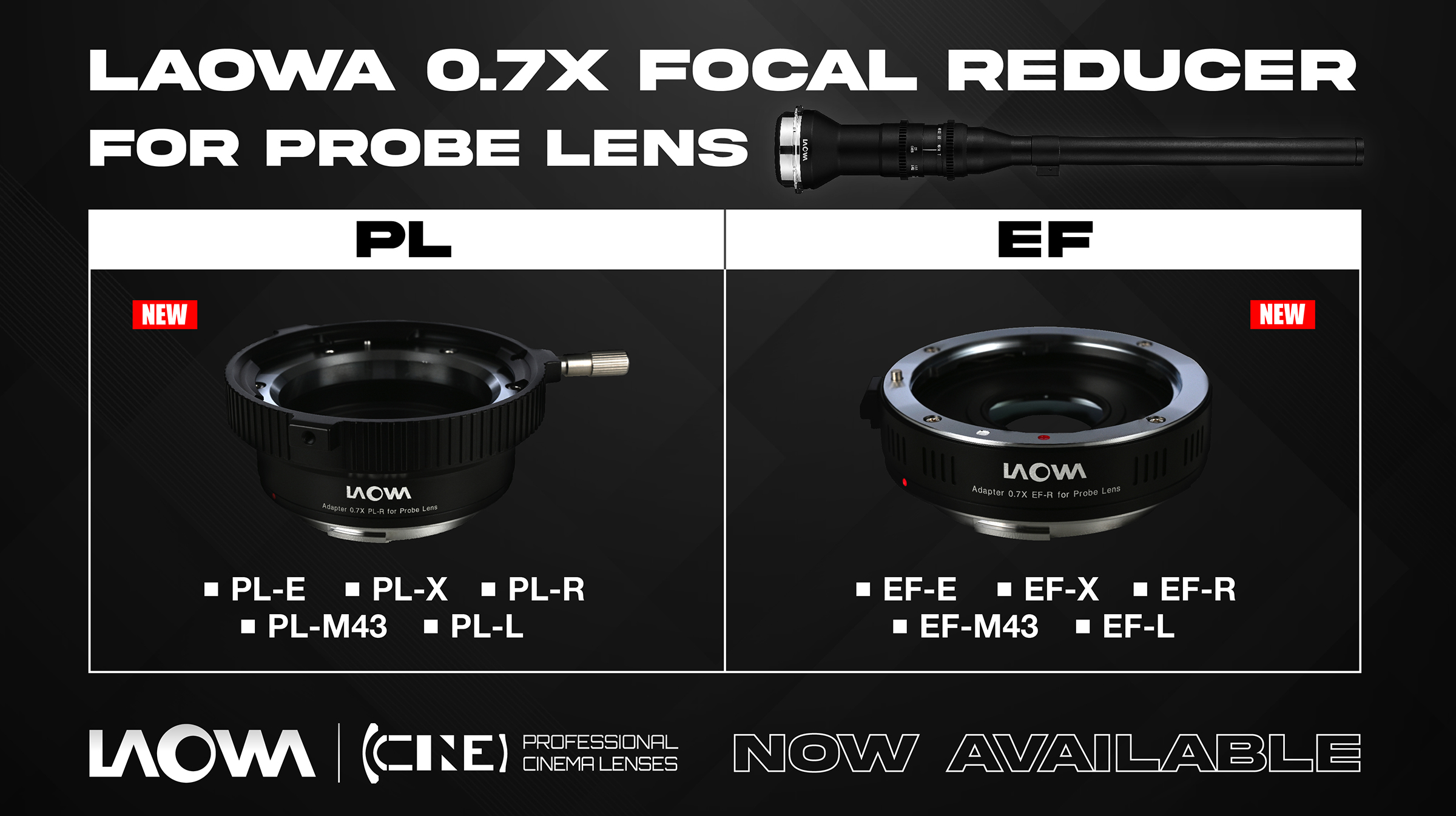 Laowa 0.7X Focal Reducers For Probe Lens PL and EF Mount Announced