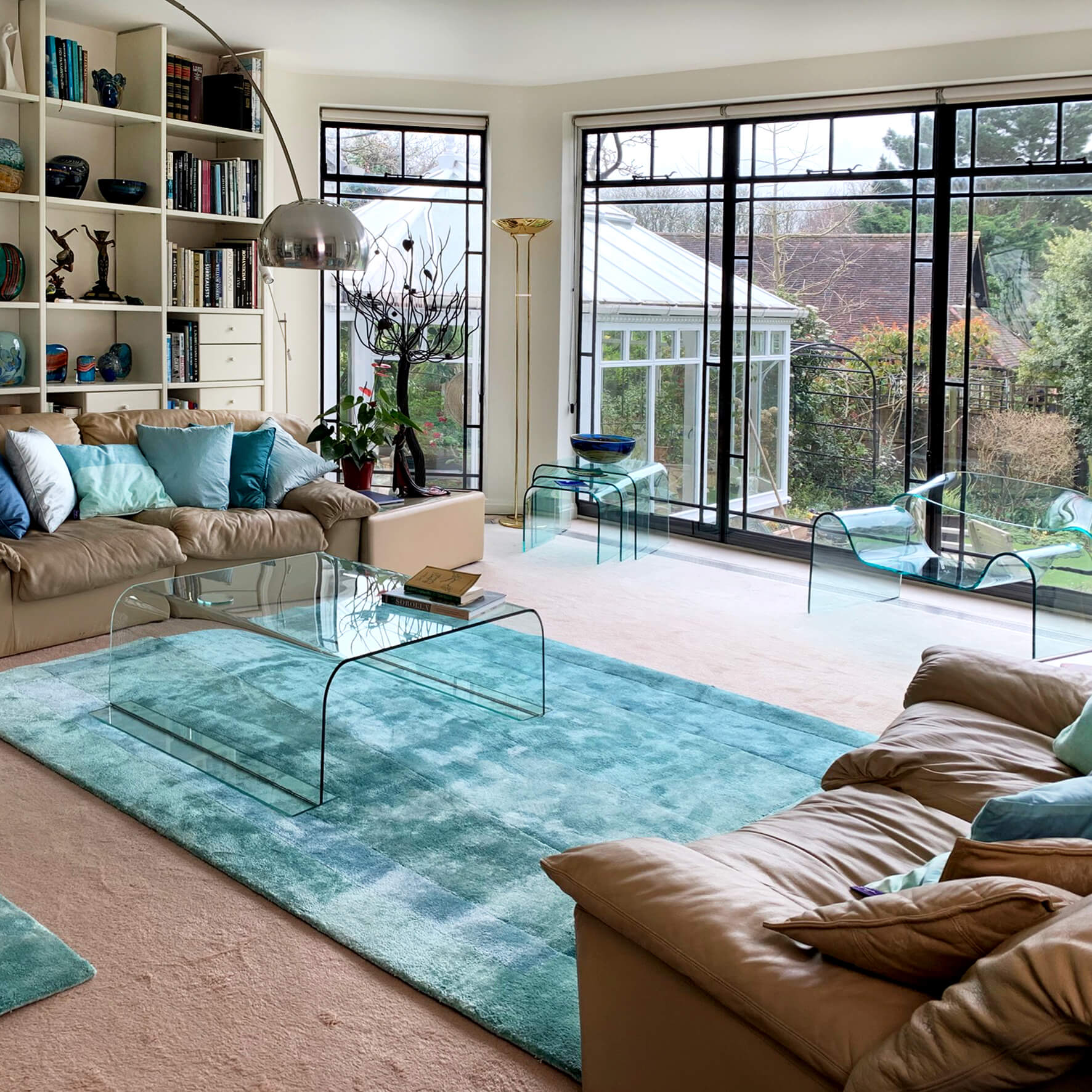 Aqua Teal Sea Rug (Art Silk) Sonya Winner Vibrant Contemporary Rugs