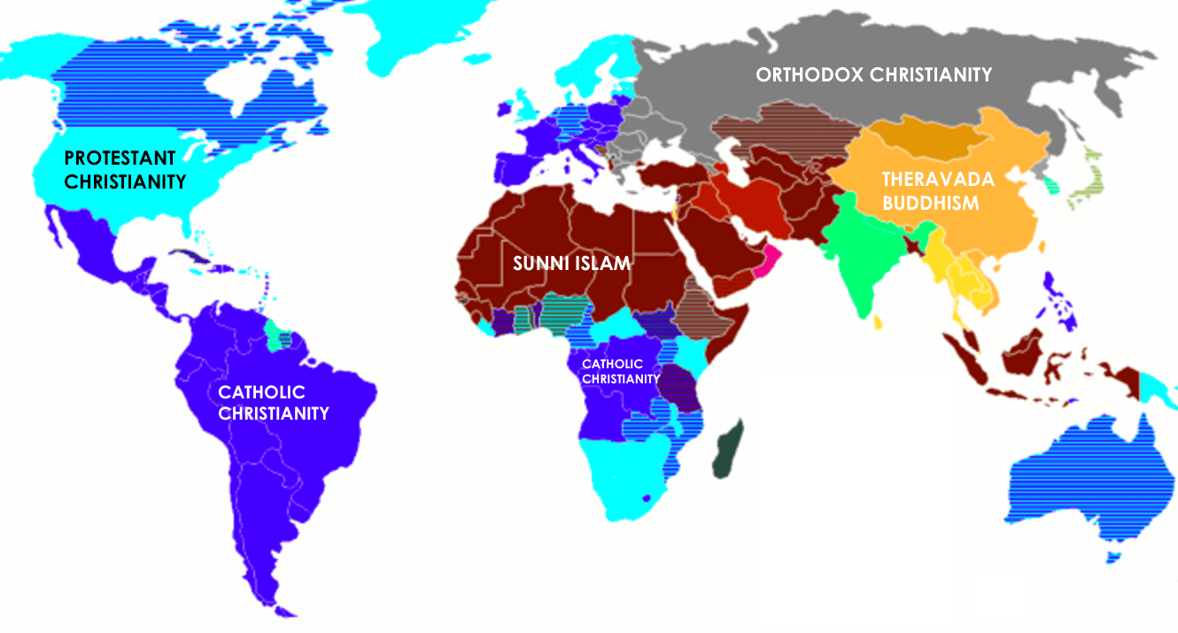 Top 5 Major Religions Map