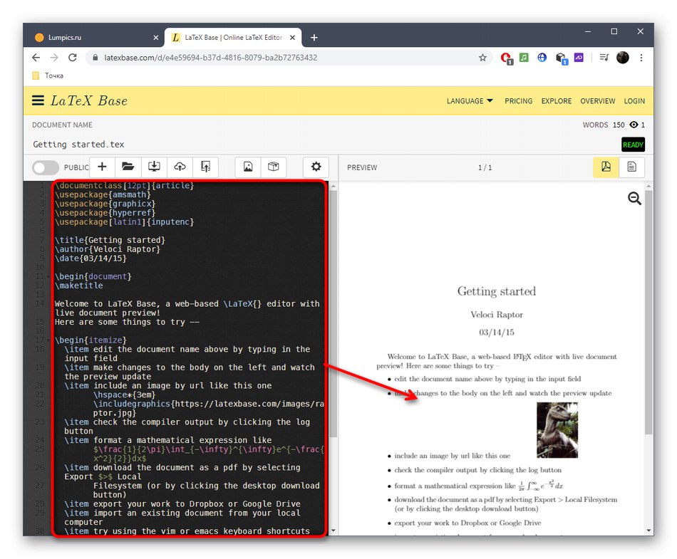 Online latex text editor