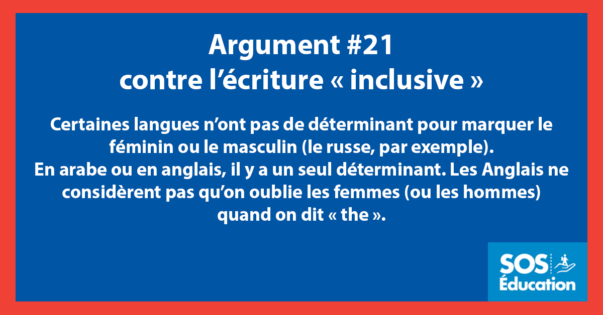 Les arguments 21 à 30 contre l’écriture « inclusive