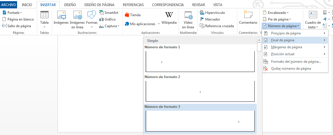 Cómo quitar el número de página de portada y páginas en Word 2013 Soteon