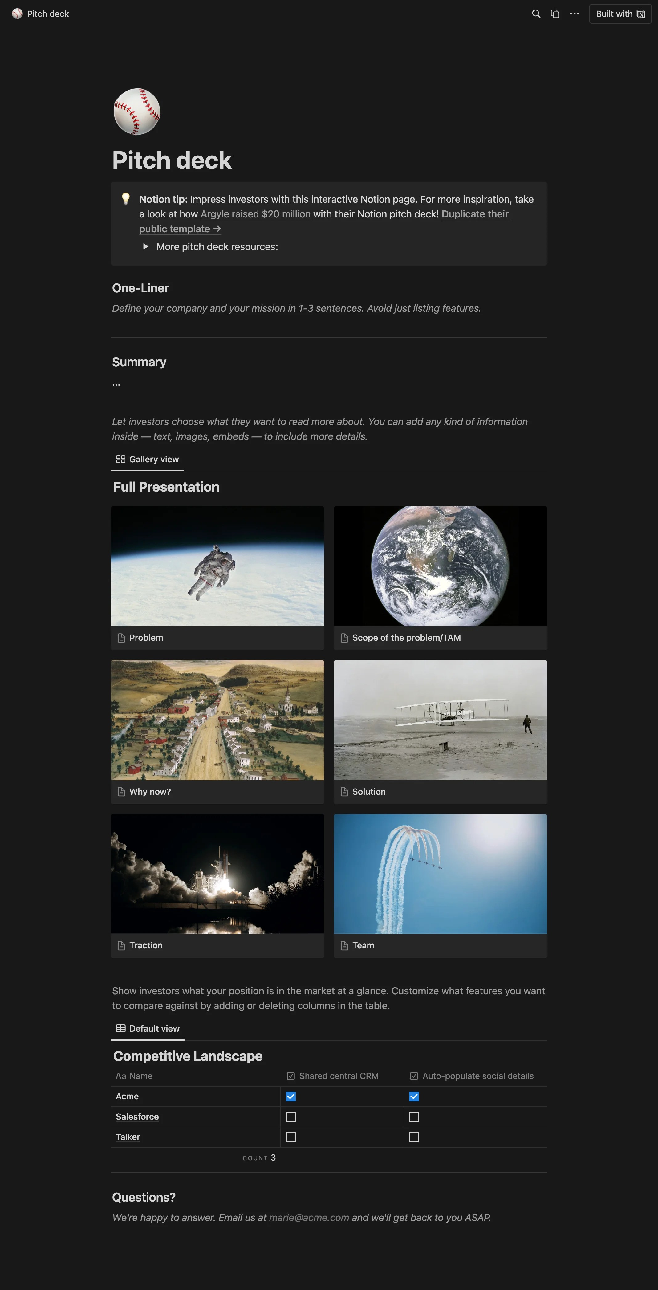 Notion Pitch Deck Templates
