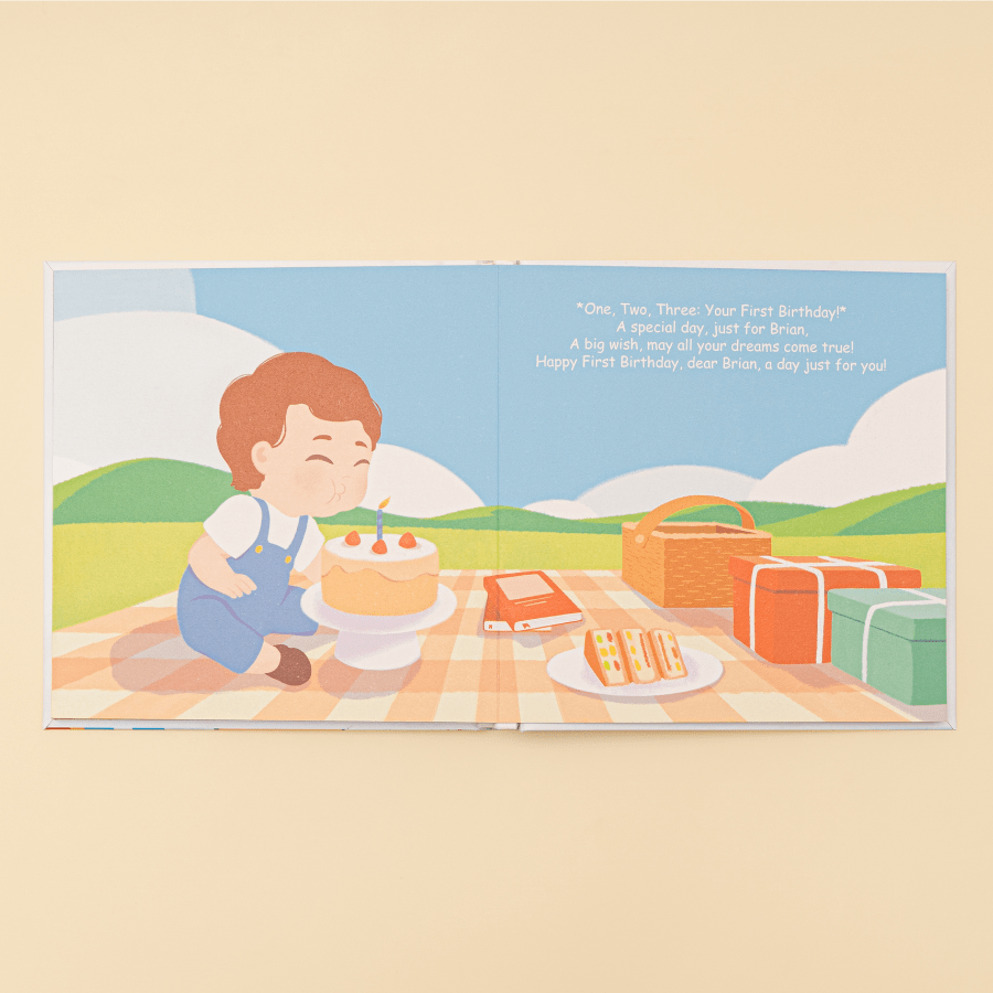 One, Two, Three It’s Baby First Birthday! Personalized books for