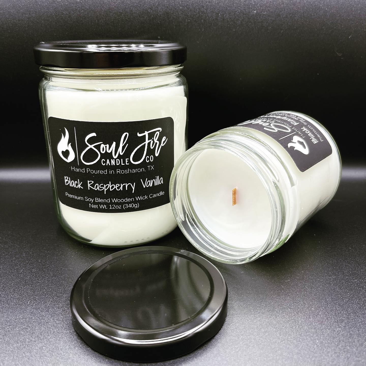 Black Raspberry Vanilla Wooden Wick Candle Soul Fire Candle Company