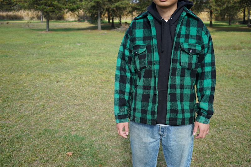 40〜50’s Lumber King ランバーキング メルトンウール ハンティングジャケット グリーン チェック｜SOUL FISH