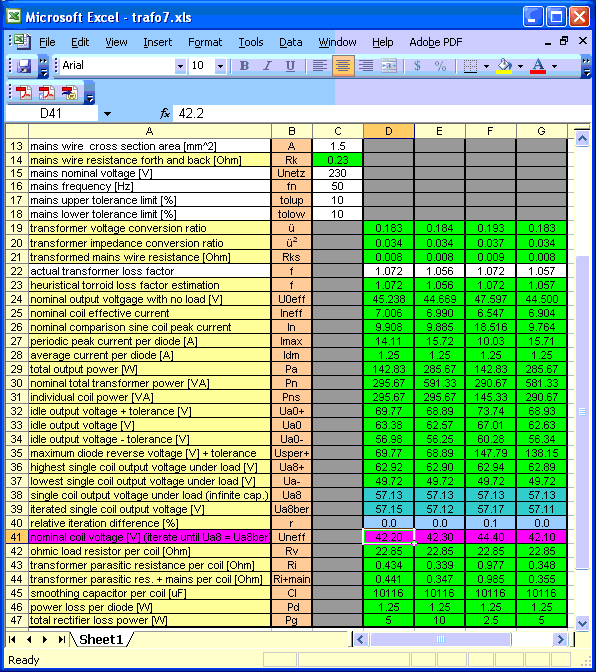 Output transformer calculator program hotpag