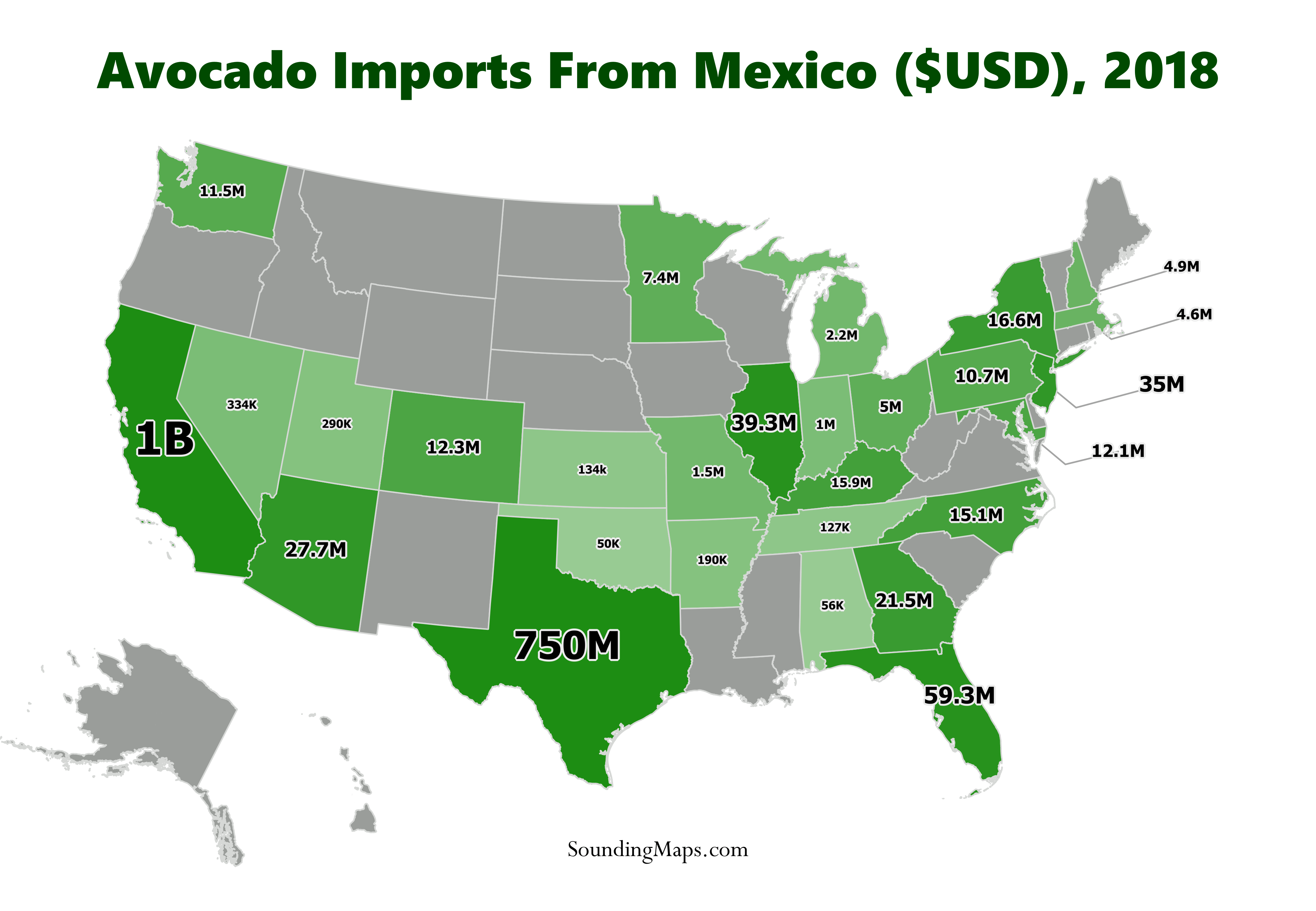 US Avocado Imports From Mexico Sounding Maps