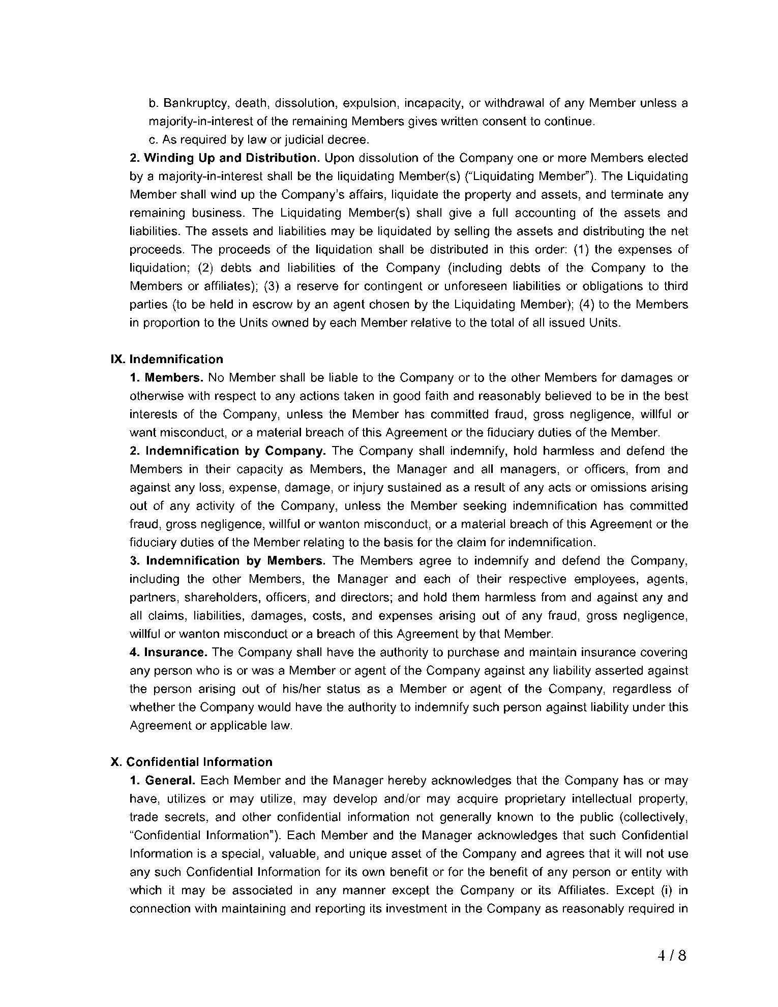 LLC Operating Agreement Texas 4