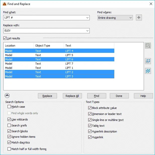 How to use wildcard characters in AutoCAD