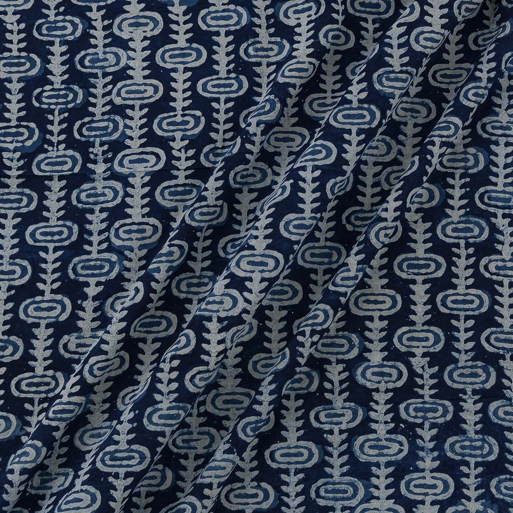 Buy Natural Indigo Dye Jaal Block Print Rayon Fabric Online 9706CL SourceItRight