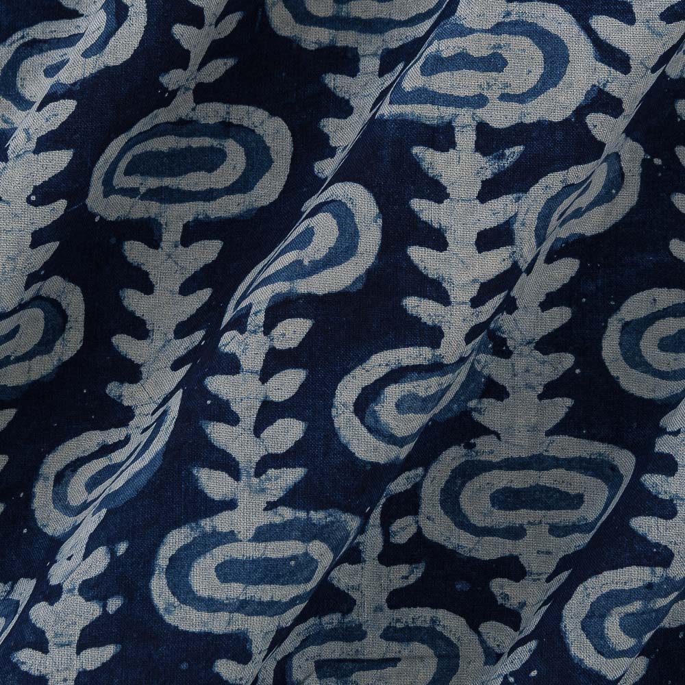 Buy Natural Indigo Dye Jaal Block Print Rayon Fabric Online 9706CL SourceItRight