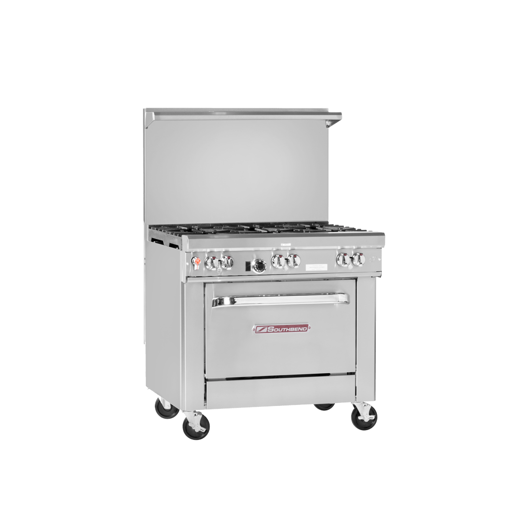 Ultimate Hybrid Restaurant Range, gas and electric, 36", 6 nonclog gas