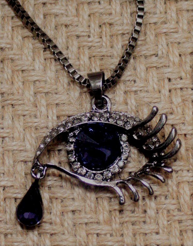 Deep blue crystal teardrop evil eye protection necklace nk66 Deep blue