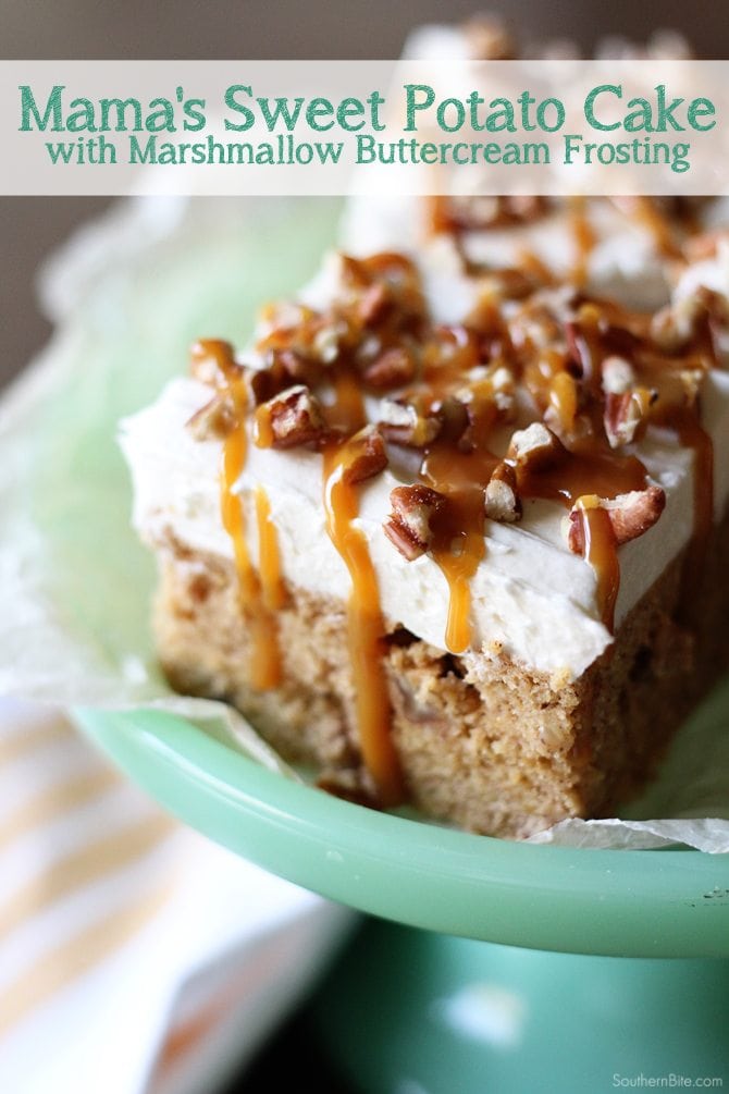 Mama's Sweet Potato Cake with Marshmallow Buttercream Frosting