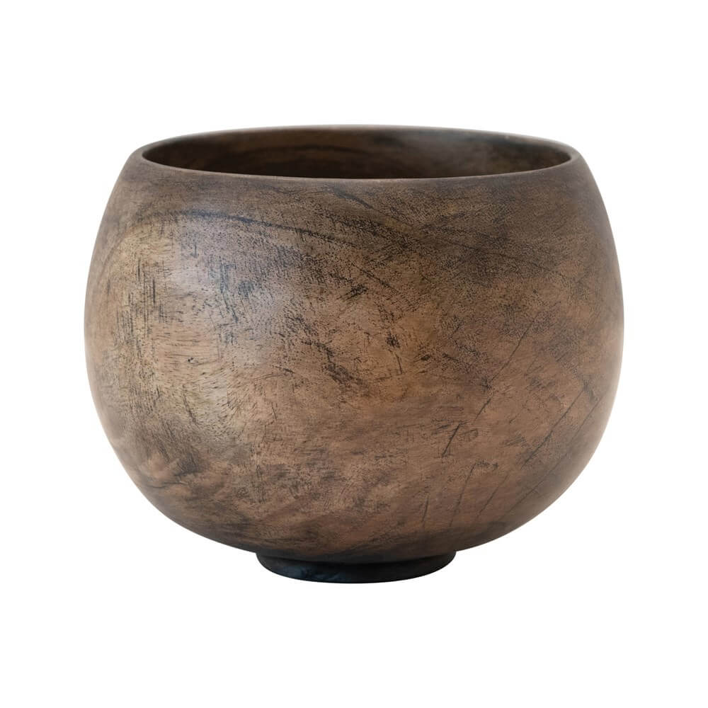 Southern Chic Spatique Creative Coop Mango Wood Bowl, Walnut Finish