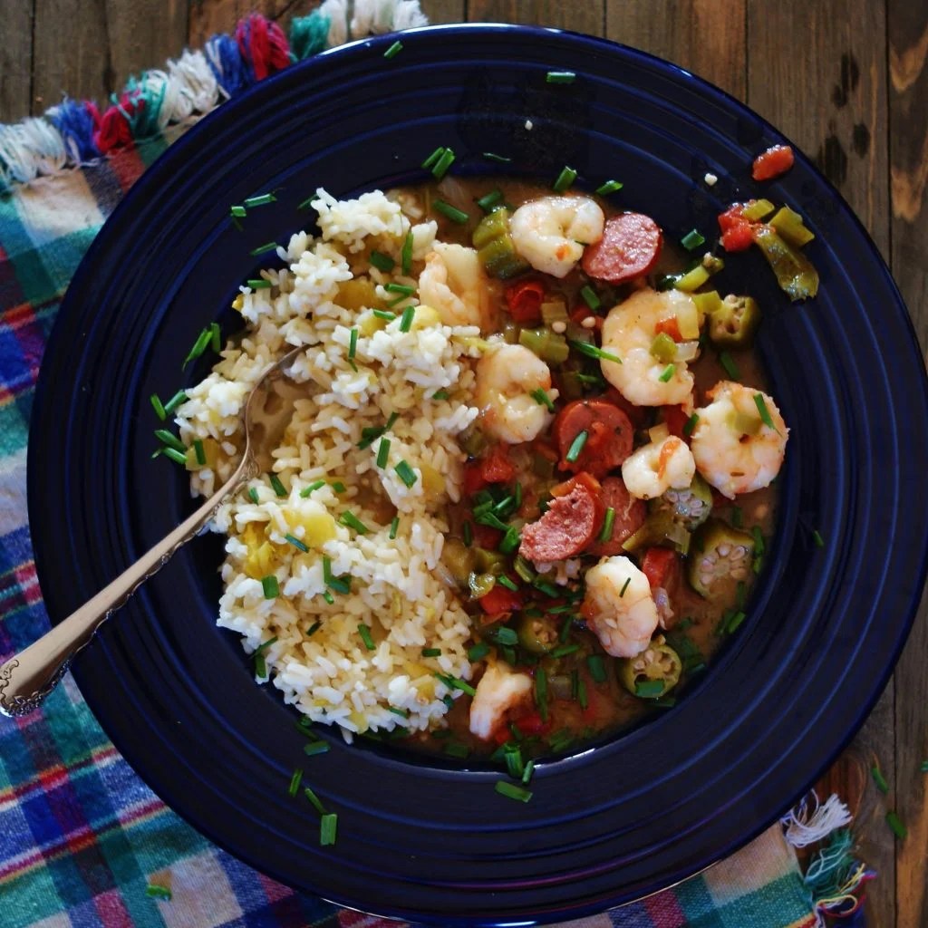 Easy Louisiana Gumbo with Green Chile Rice a southern discourse