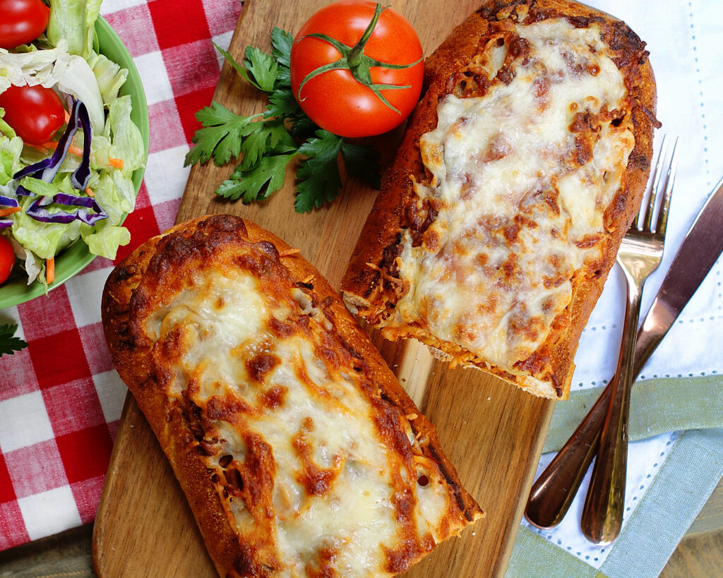 Spaghetti Stuffed Garlic Bread a southern discourse