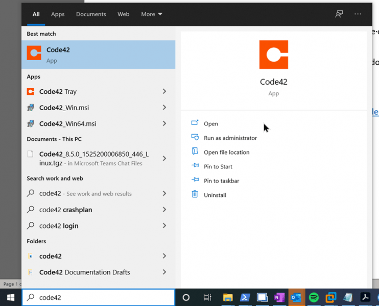 Code42 Cloud Windows 10 instructions Technology Services Organization