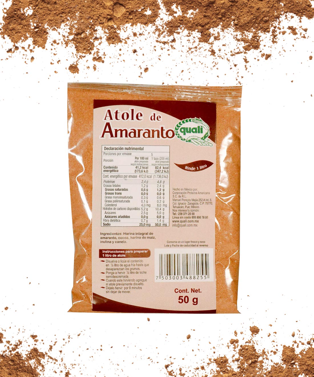 Atole de Amaranto con Cocoa 50g Quali Vegan Soymart