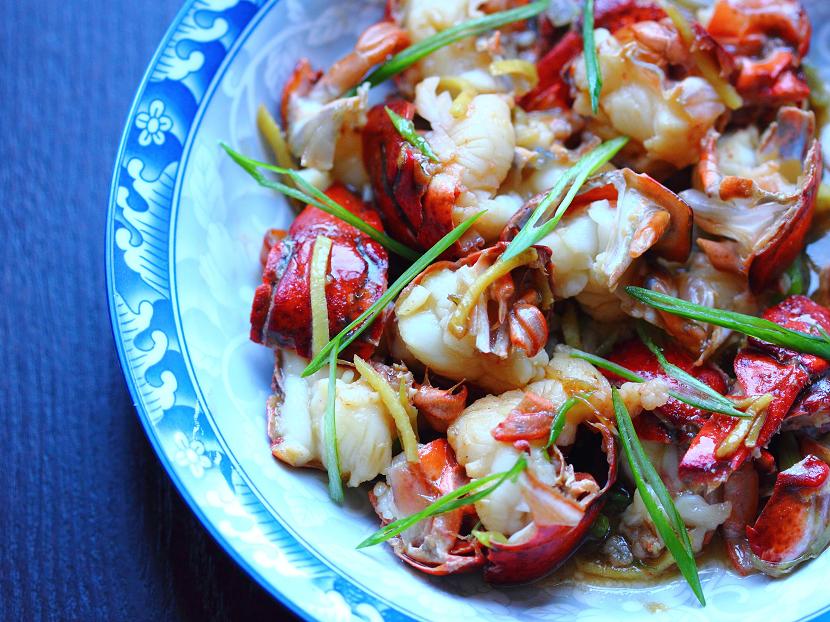 Cantonese stirfried lobster with ginger and scallions Soy, Rice, Fire(020)