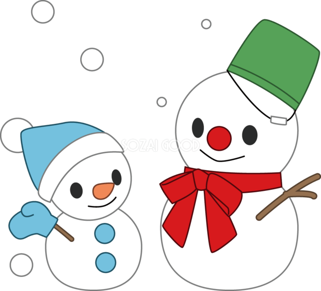 無料イラスト 雪だるま（クリスマス） クリスマスの雪だるま 無料イラスト | 素材Good