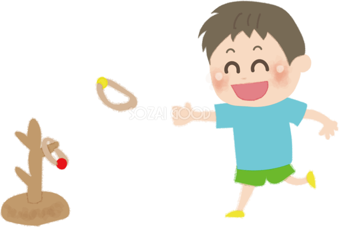わなげ イラスト素材 [ 5644567 ] - フォトライブラリー Photolibrary 輪投げをする男の子の無料イラスト／お祭り47321 | 素材Good