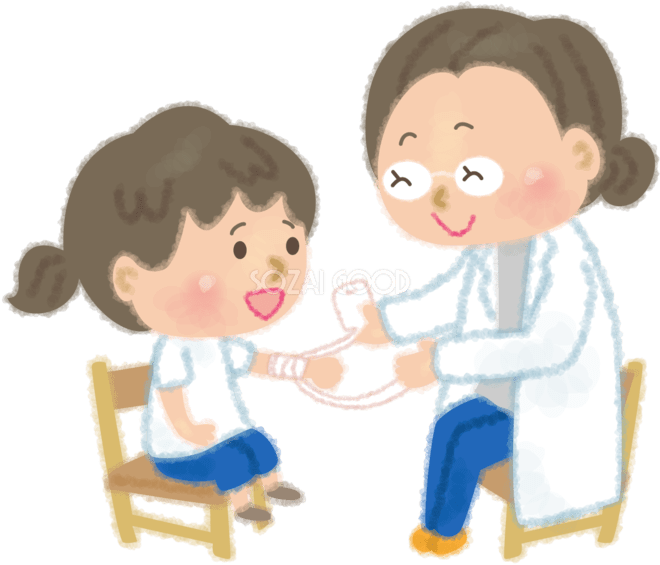 生徒を治療する保険の先生の無料イラスト／学校51051 素材Good
