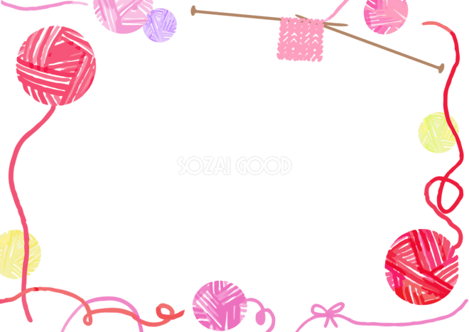 毛糸玉 イラスト素材 - Istock 毛糸玉フレーム冬イラスト飾り枠の無料画像59989 | 素材Good