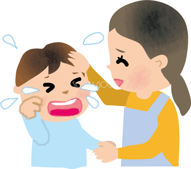 Entry Details For 宥める [Nadameru] - Tanoshii Japanese 泣き叫んでいる子どもを宥める保育士(女性)の無料イラスト66131 | 素材Good