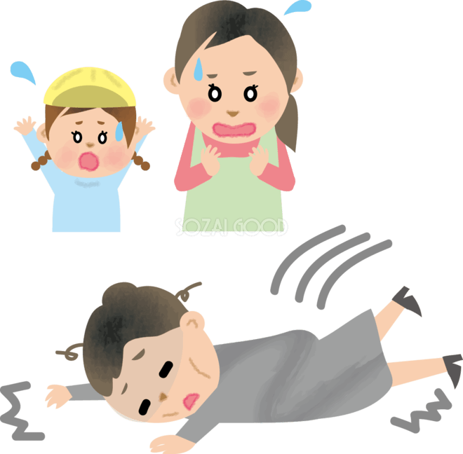 倒れる女性のイラスト [161919854] - イメージマート 保育園のお迎えにきた保護者が疲れ果て倒れる無料イラスト71086 | 素材Good