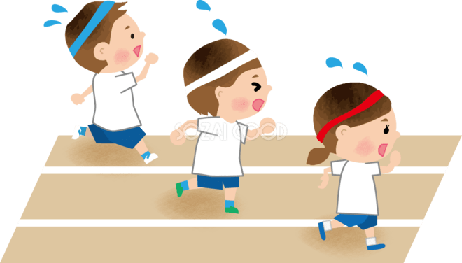 運動会の徒競走でゴールする女の子のイラスト - 無料イラストのImt 商用Ok、加工Ok 徒競走 子供の運動会無料イラスト81394 | 素材Good