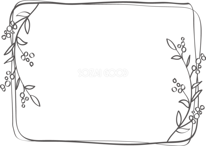 手書き風フレームのセット／枠／見出し／タイトル／飾り／イラスト／装飾／素材／おしゃれ／シンプル Wandposter • Poster Weiß, Schwarz, Schwarz-Weiß | Myloview.de シンプル手書き草-フレンチシック無料フレームイラスト81576 | 素材Good