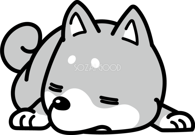 パグの白黒フリー素材 犬のモノクロ無料イラスト | フリーイラストの「かくぬる素材工房」 爆睡 かわいい白黒の犬イラスト(無料)82870 | 素材Good