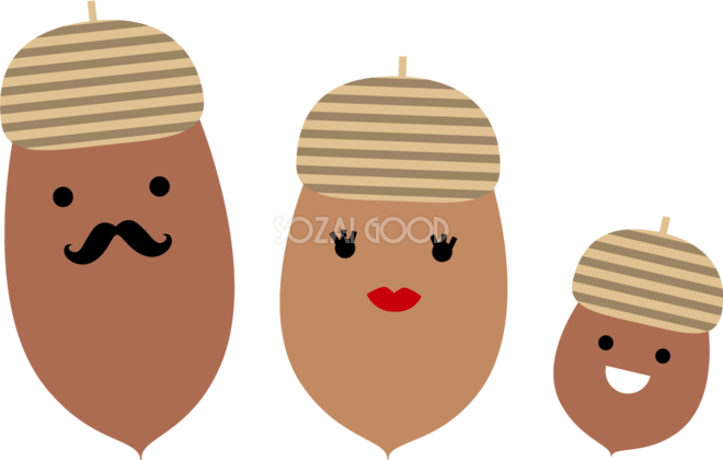 どんぐりの絵 | フリー素材の絵太郎 かわいい親子のどんぐりイラスト無料フリー84522 | 素材Good