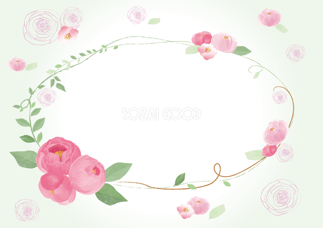 王位 わかる エンターテインメント 花 ポップ フリー ほんの シール 百 エレガントなシャクヤクの花おしゃれ水彩画風フレーム枠イラスト(無料)フリー85769 | 素材Good