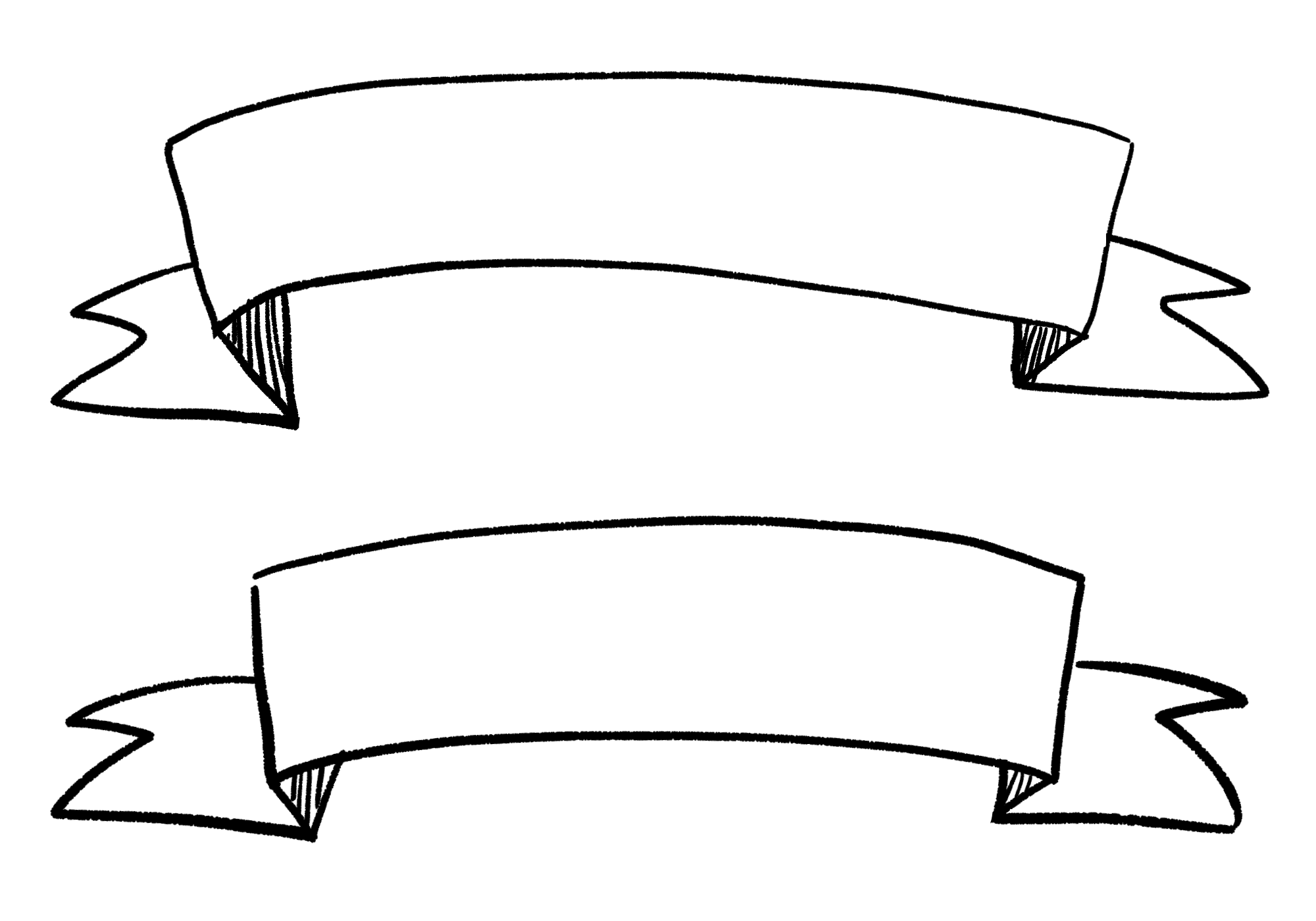 見出しタイトルリボン素材1 / 青色系テープ枠 | 可愛い無料イラスト素材集 リボン】手書きイラストフレーム枠