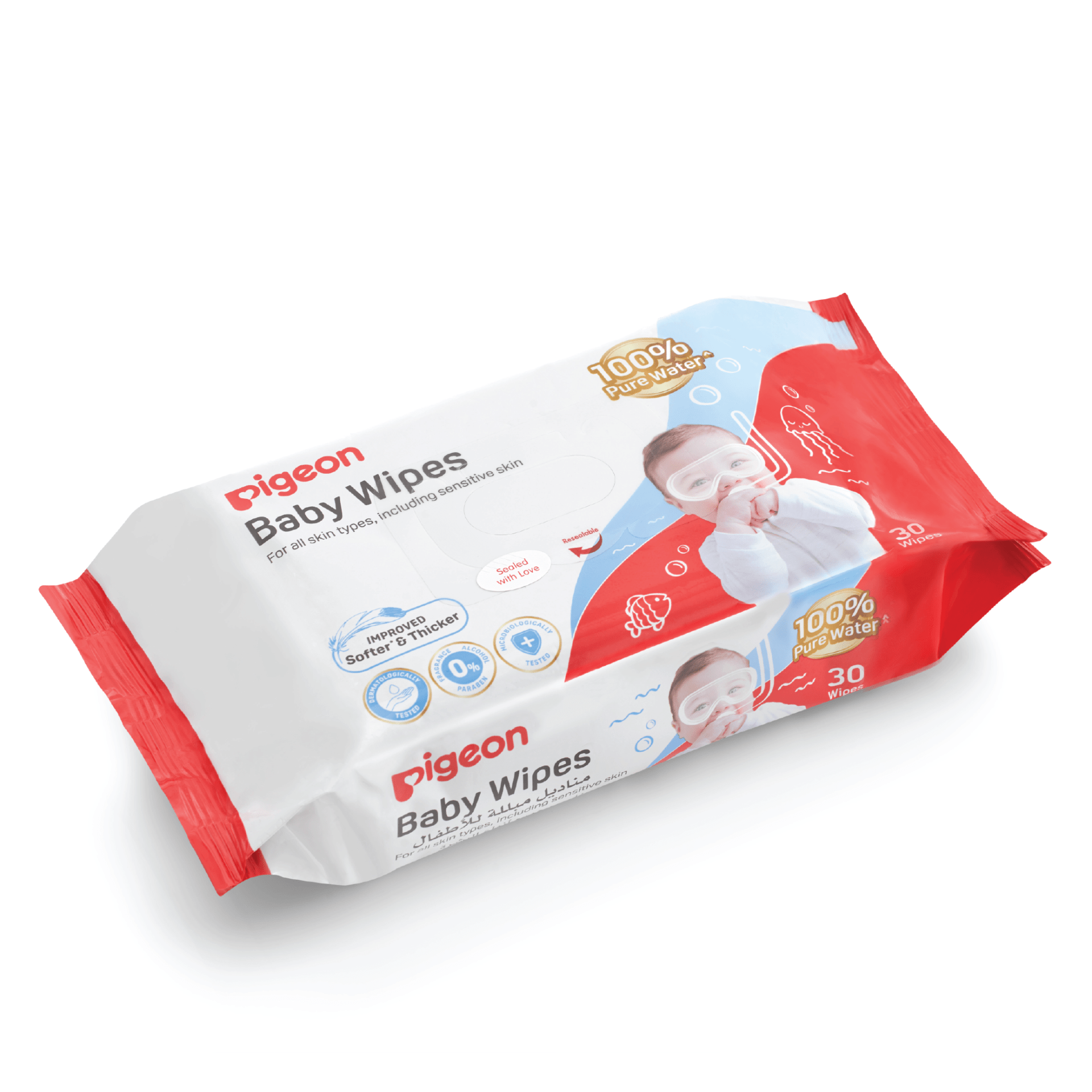 S & P Africa PIGEON BABY WIPES 100 PURE WATER 30S