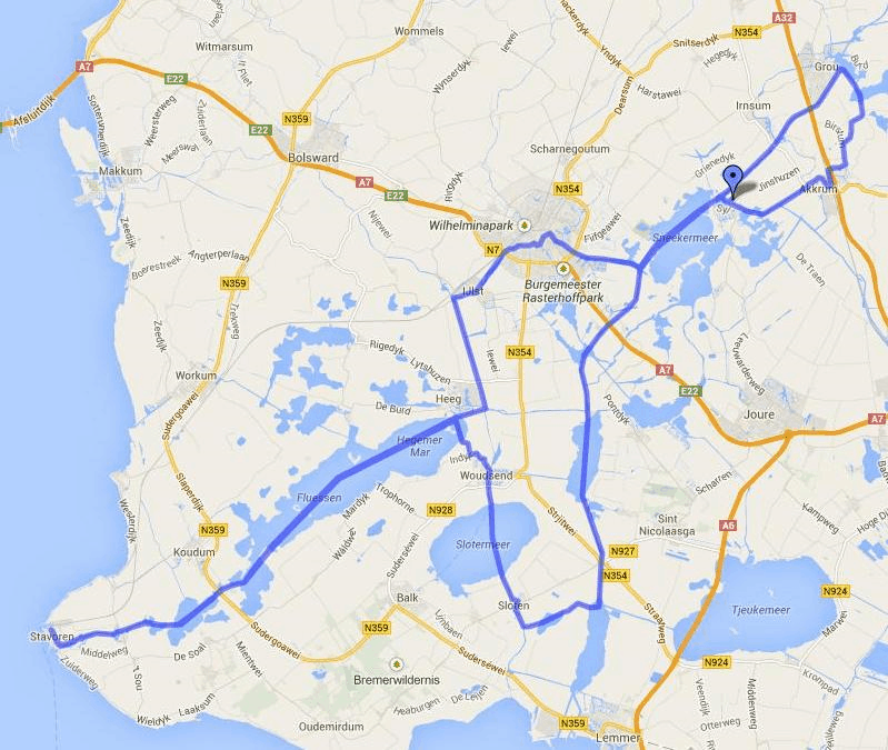Vaarroutes Friesland Kaart Vaarroutes Friesland, motorboot huren Yachtcharter Wetterwille