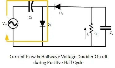 Diode Voltage Doubler Circuit with Tripler and Quadrupler