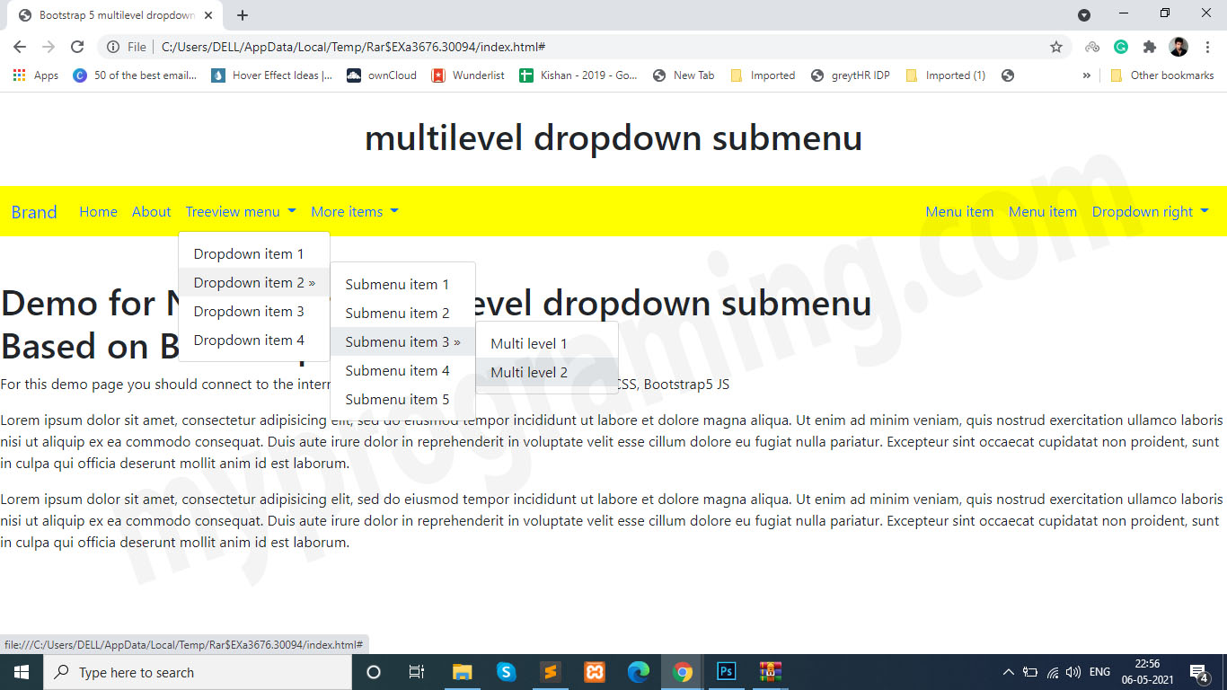 Bootstrap 5 Multilevel Dropdown Menus myprograming