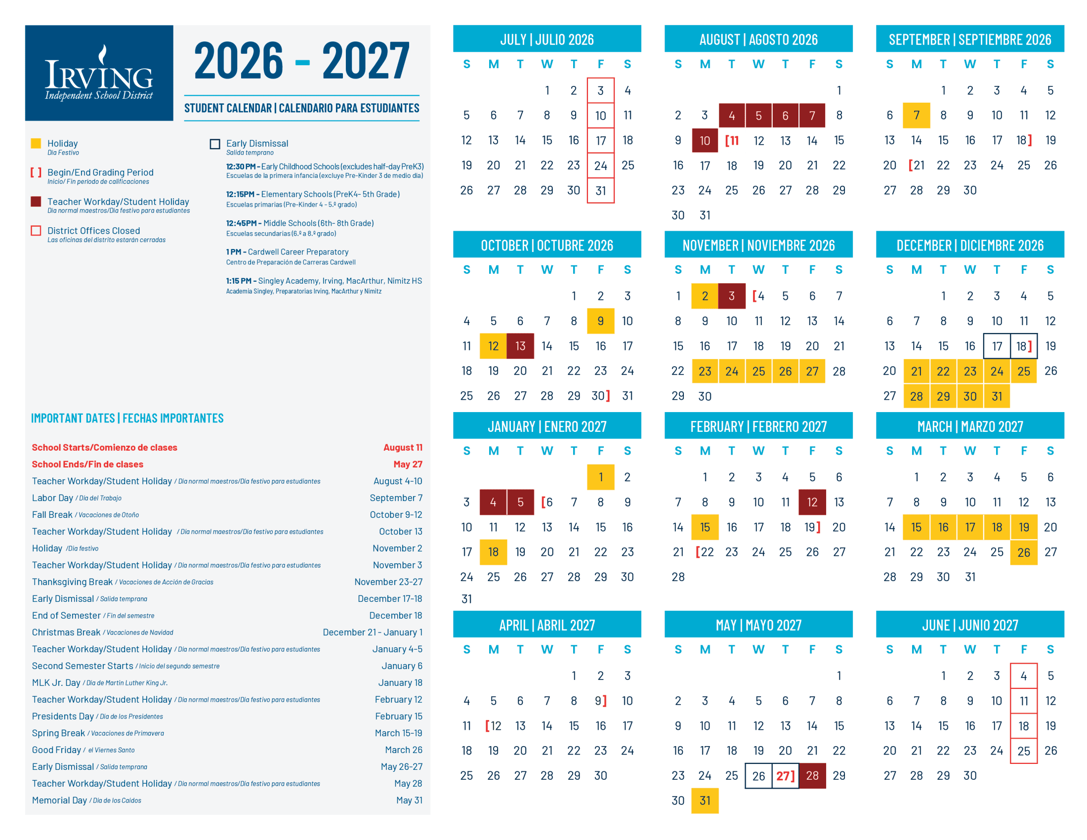 Irving ISD Calendar 2627 Updated EduCounty(03)