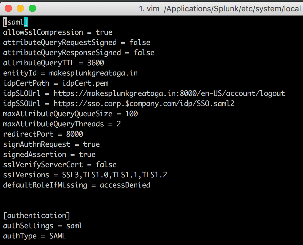 Configuring Splunk SAML Without SAML Authorization Data sp6.io