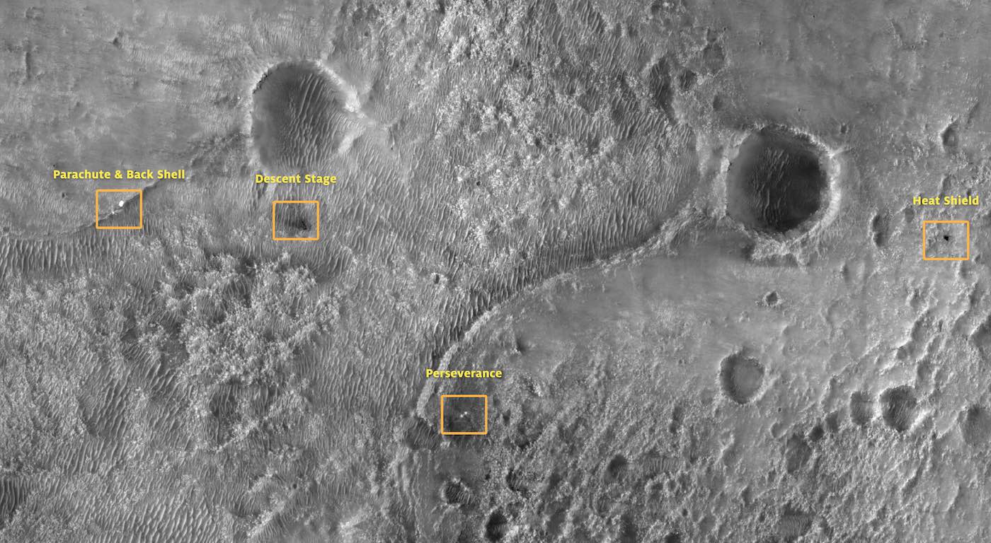 Mars Reconnaissance Orbiter camera spots Perseverance rover after