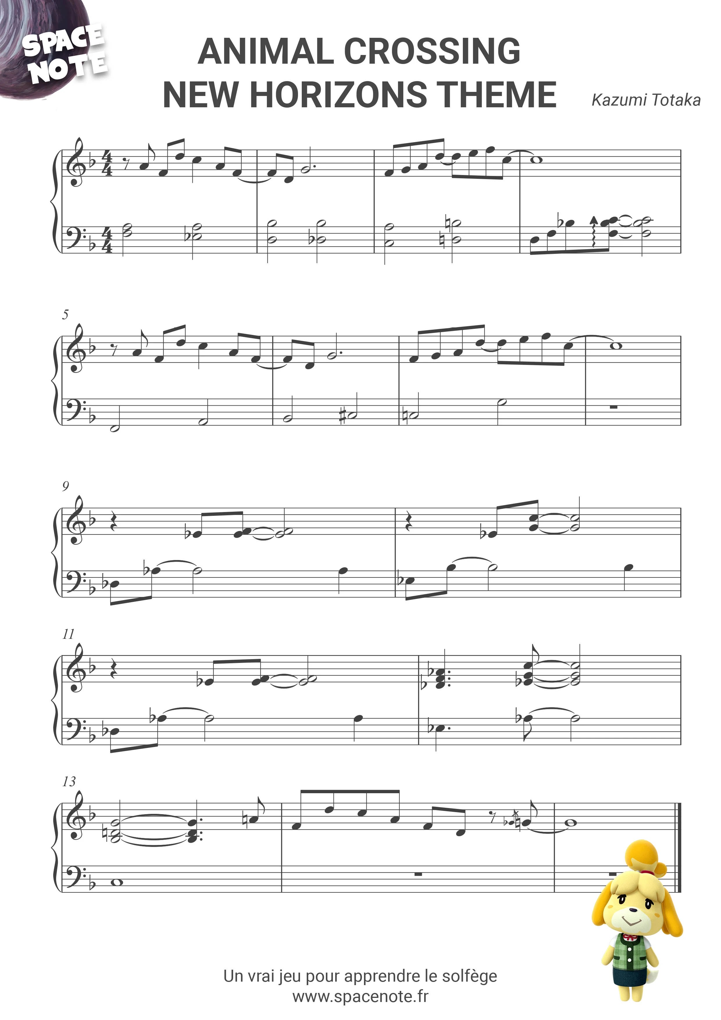 Partition gratuite Animal Crossing New Horizons Space Note