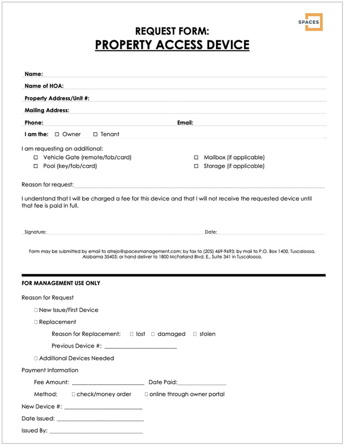 Homeowners Amenity Access Request Spaces Associations HOA Management