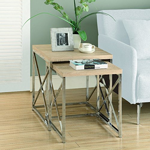 Monarch Reclaimed Look Chrome 2Piece Nesting Tables Review Space